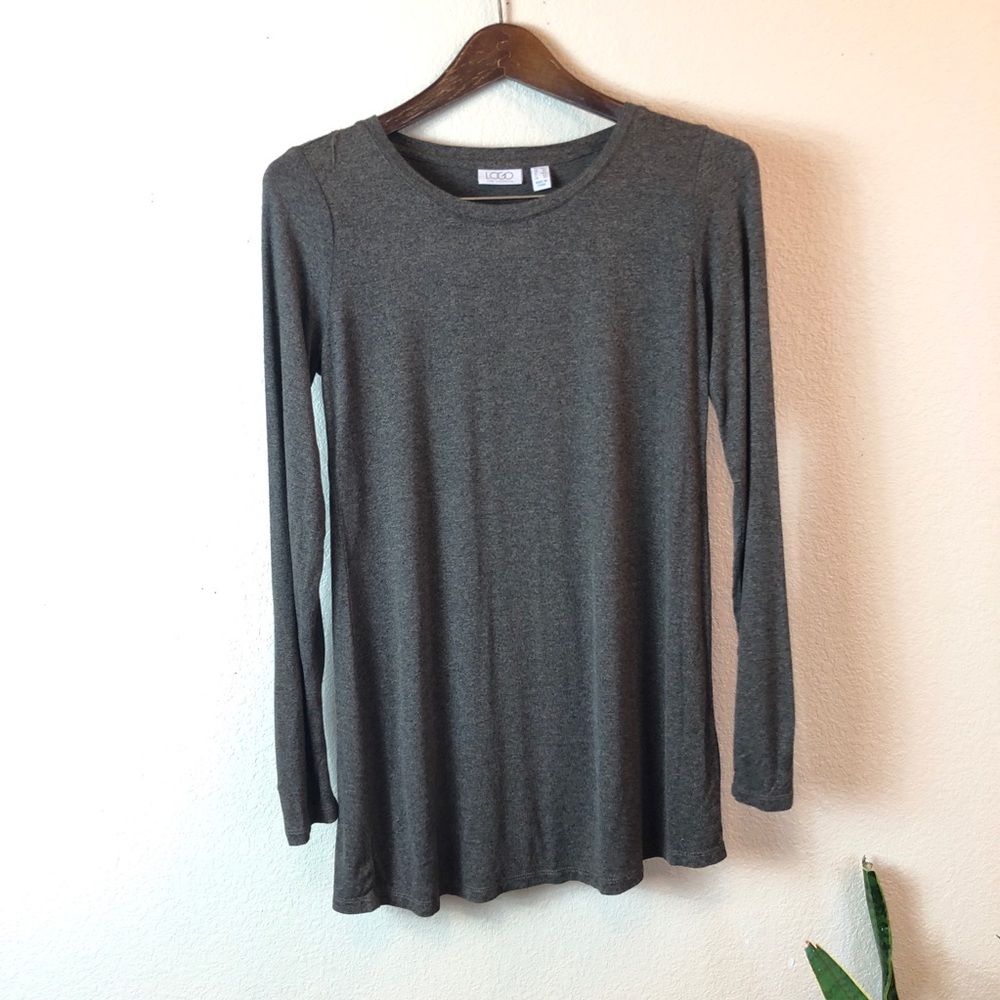 LOGO || Lori Goldstein Brown Long Sleeves Blouse